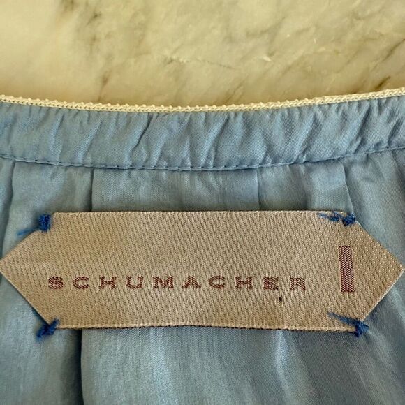 Dorothee Schumacher 100% silk satin V-neck button-down front tiered ruffles sz S - Picture 4 of 10